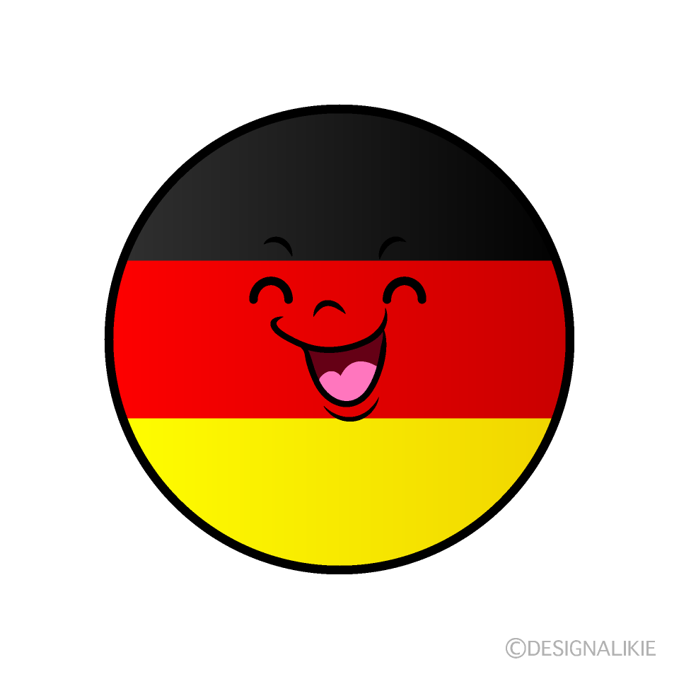 かわいい笑顔のドイツ国旗（丸型）イラスト