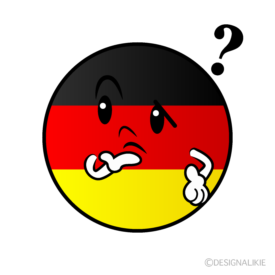 かわいい考えるドイツ国旗（丸型）イラスト