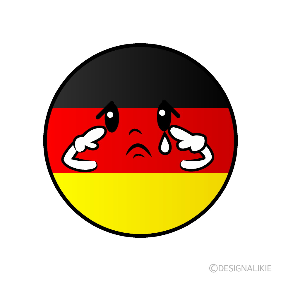 かわいい悲しいドイツ国旗（丸型）イラスト