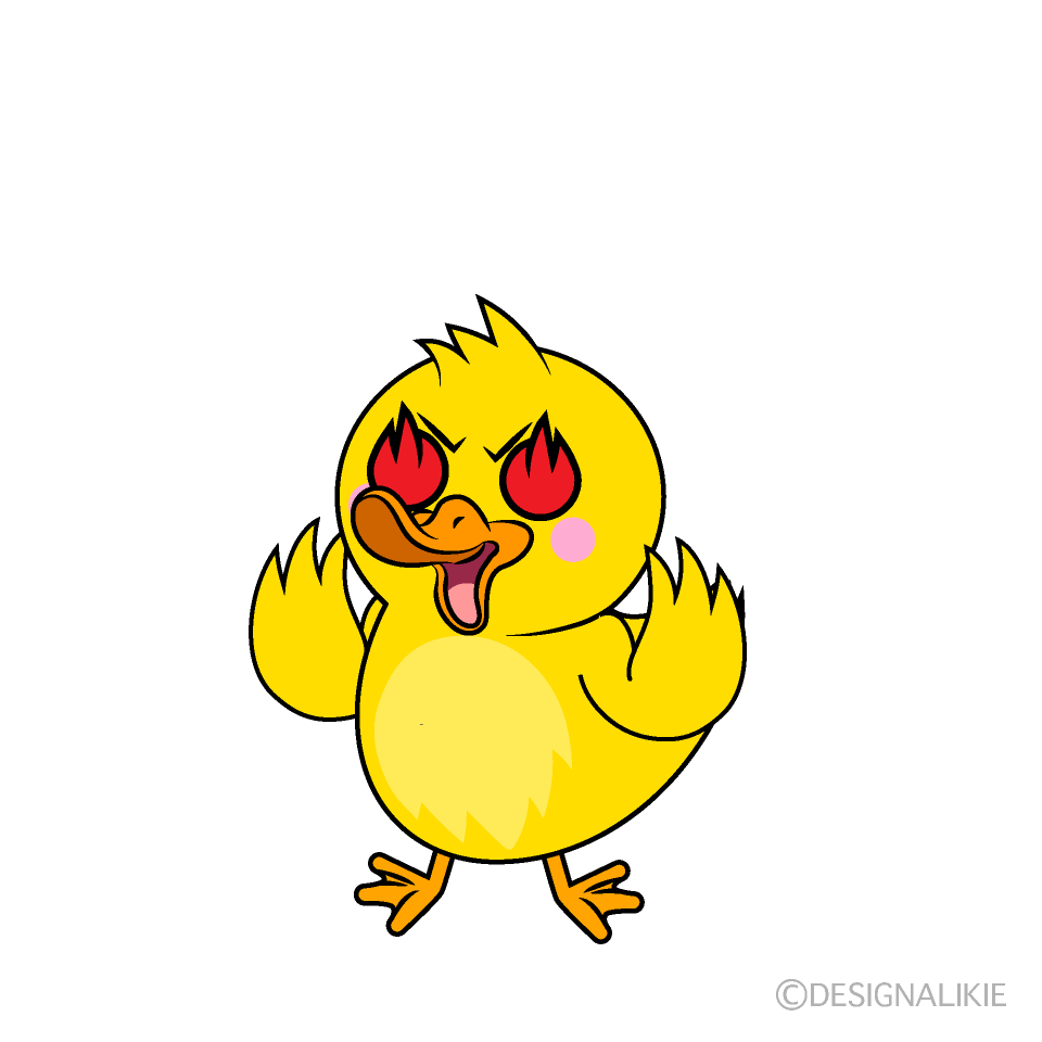 かわいい燃えるアヒルイラスト