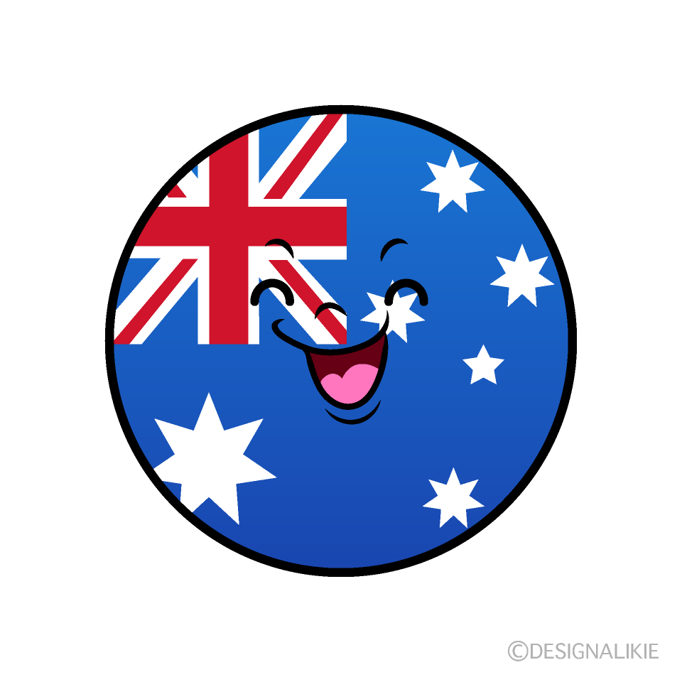 かわいい笑顔のオーストラリア国旗（丸型）イラスト