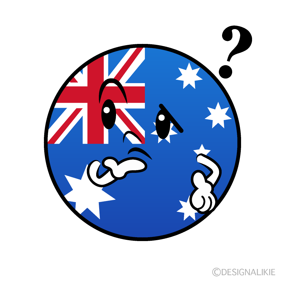 Cute Thinking Australian Flag (Round) Clipart