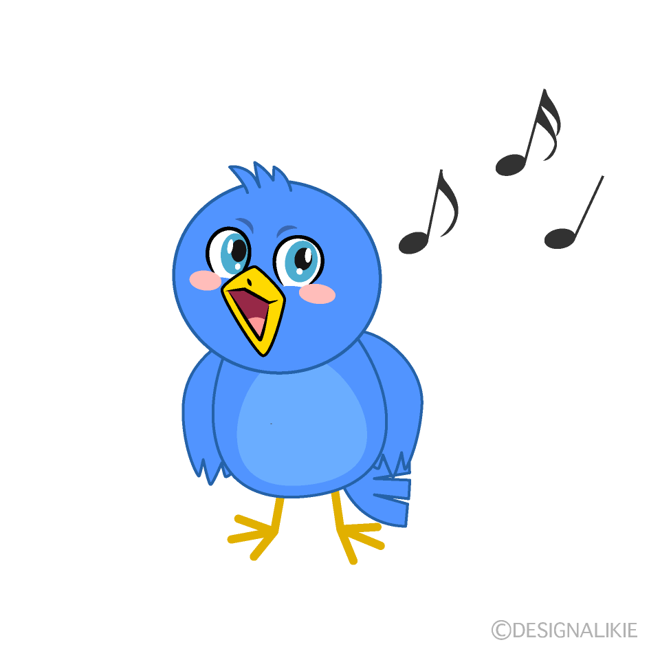 かわいい歌う青い鳥イラスト