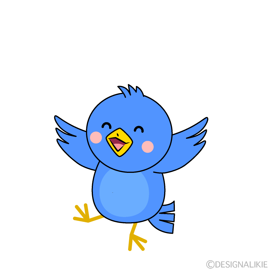 かわいい笑顔の青い鳥イラスト
