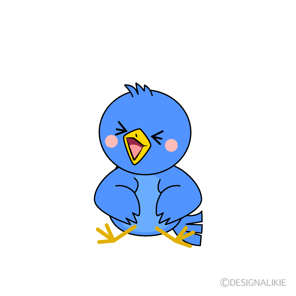 かわいい笑う青い鳥イラスト