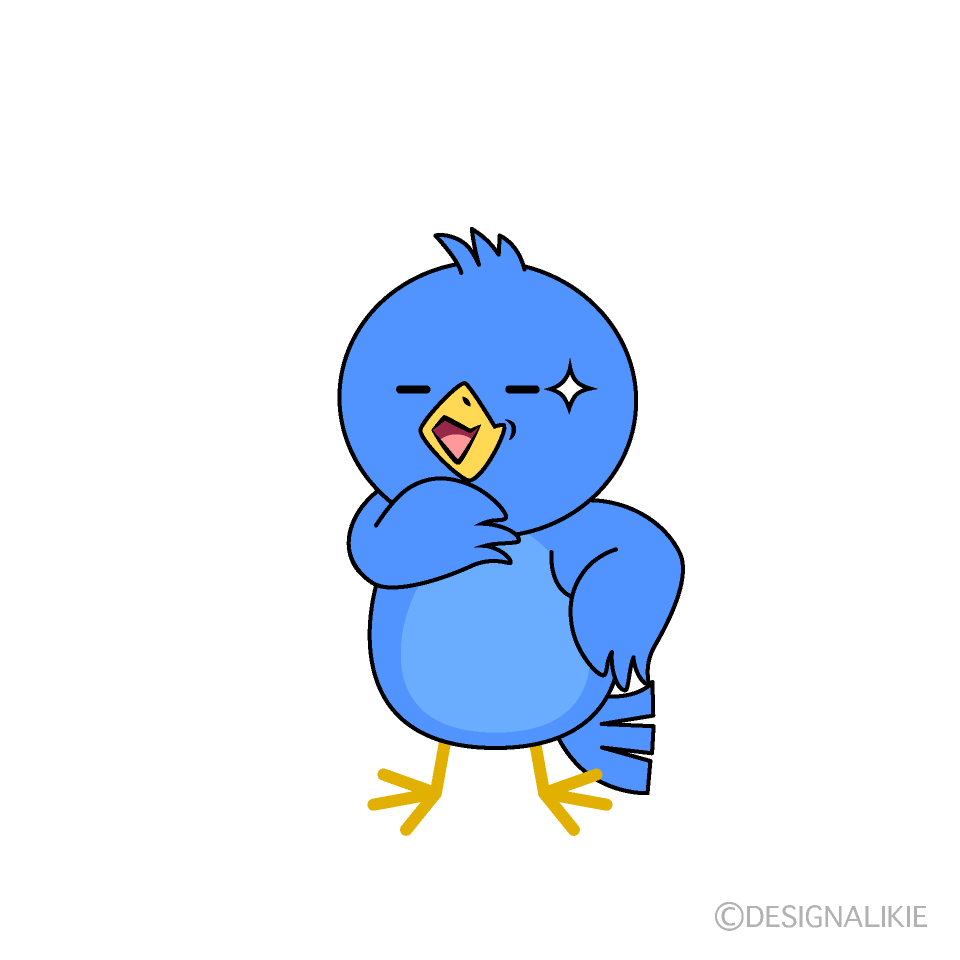 かわいいニヤリとする青い鳥イラスト