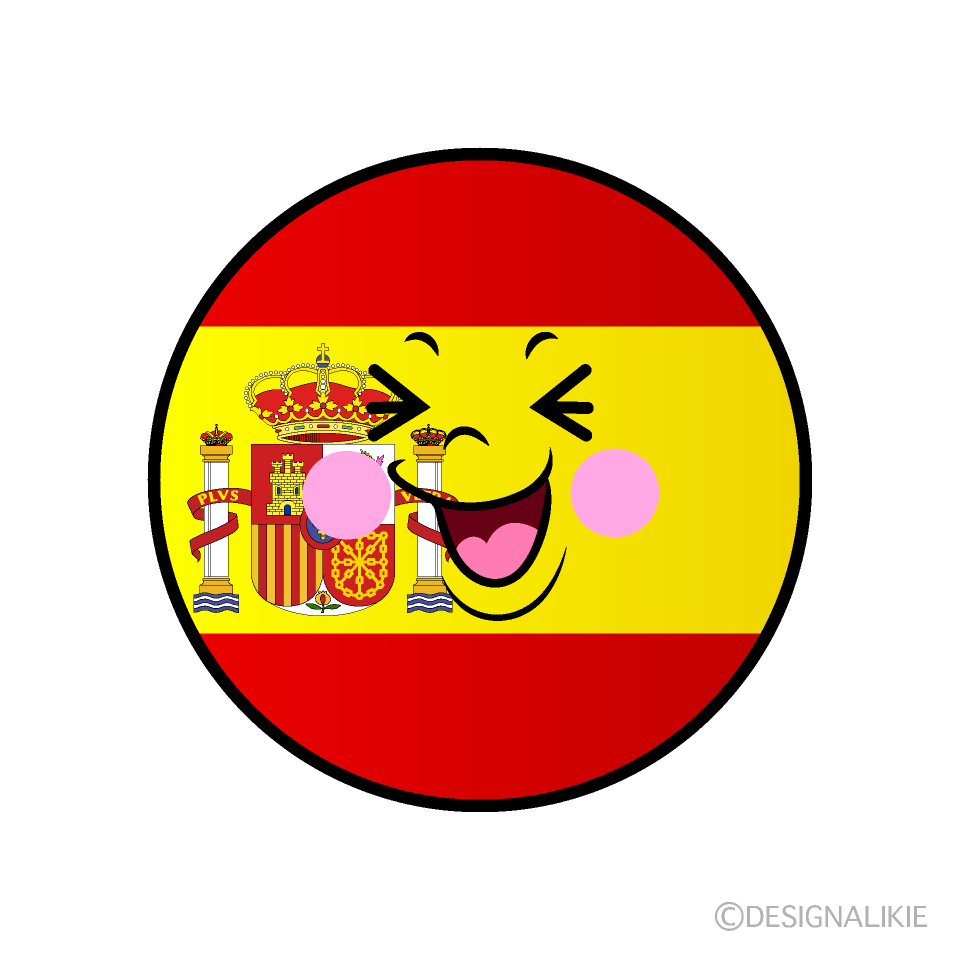 Cute Laughing Spanish Flag (Round) Clipart