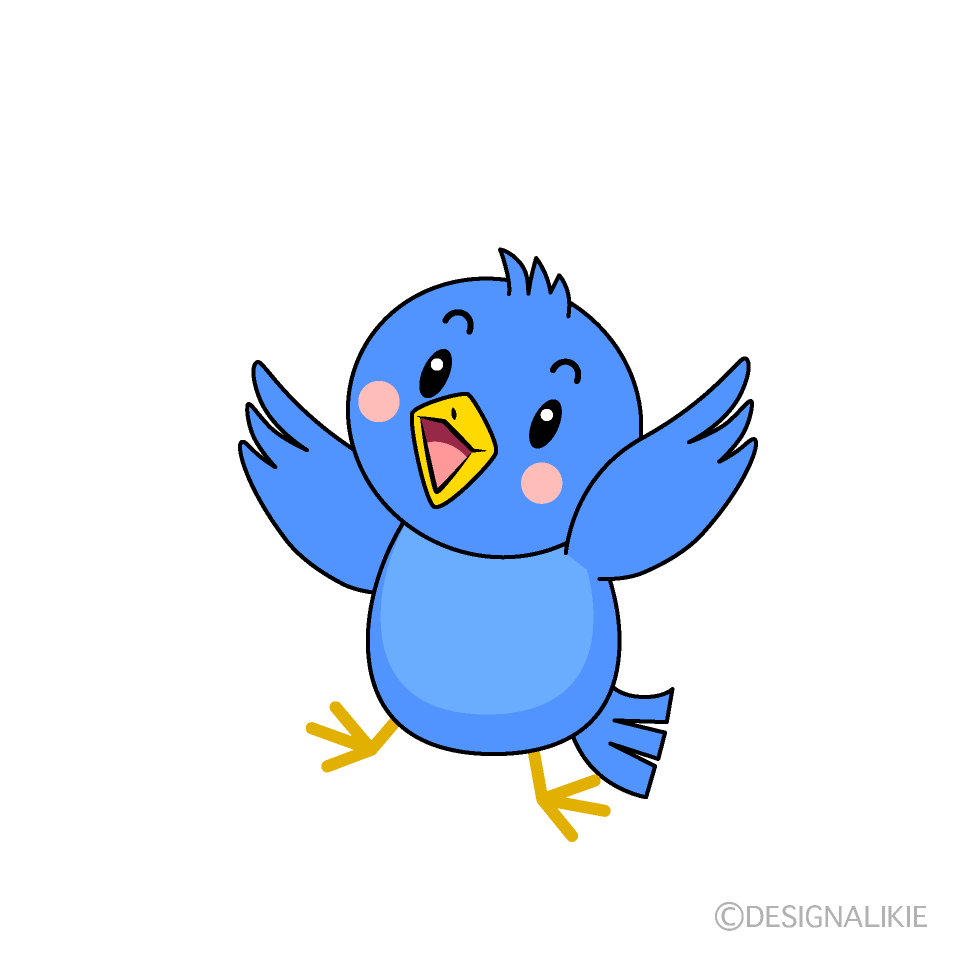 かわいい驚く青い鳥イラスト