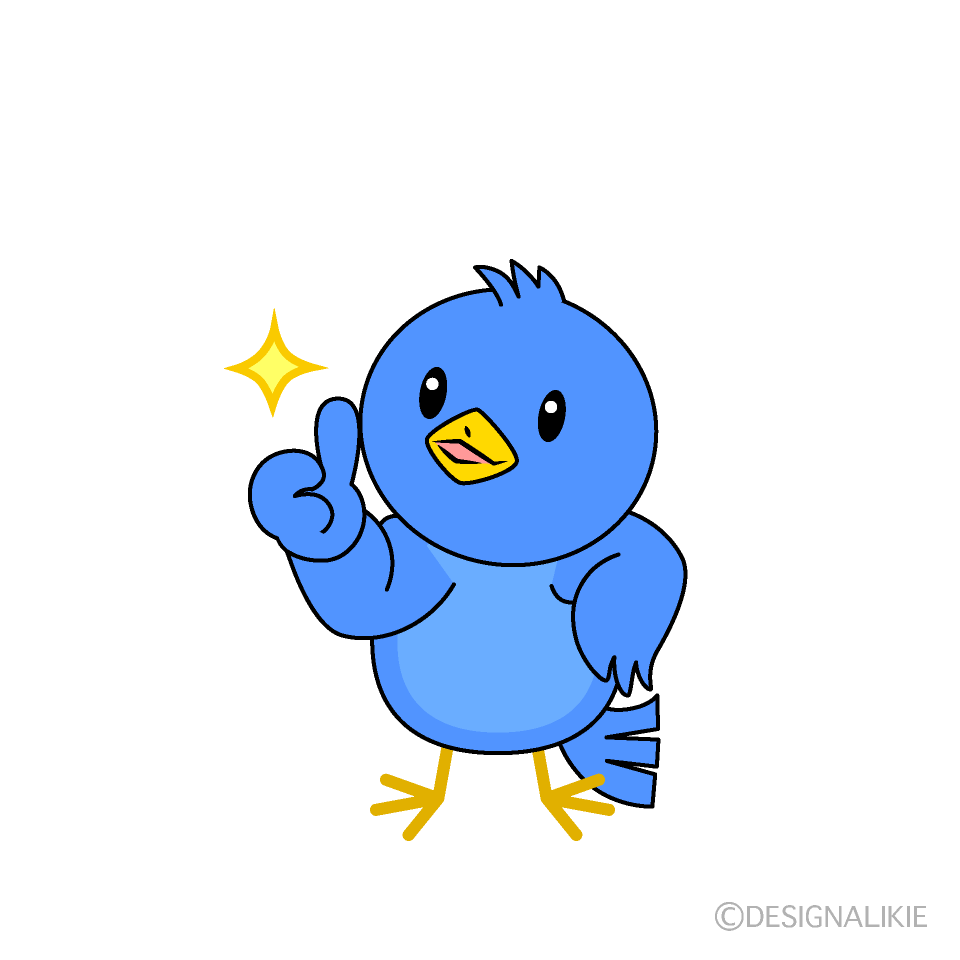 かわいいいいねする青い鳥イラスト