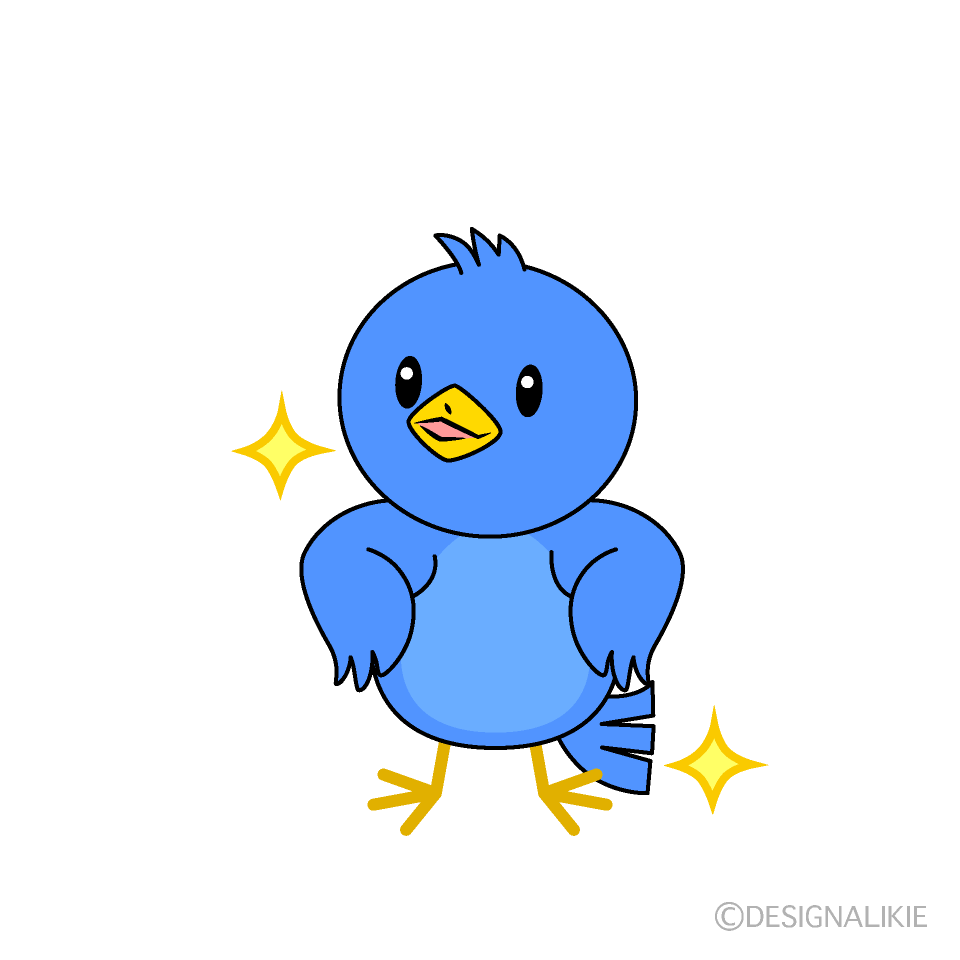 かわいい自信満々な青い鳥イラスト