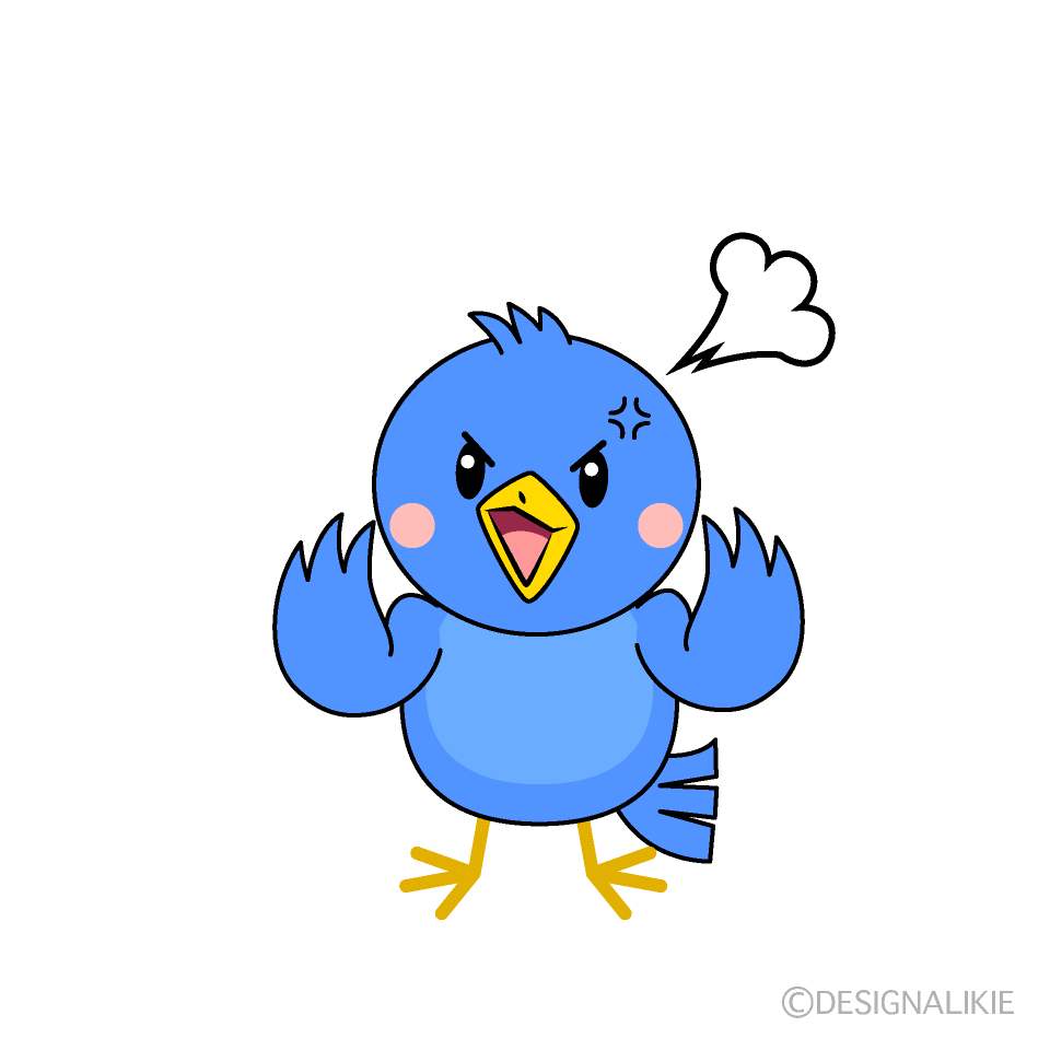 かわいい怒る青い鳥イラスト
