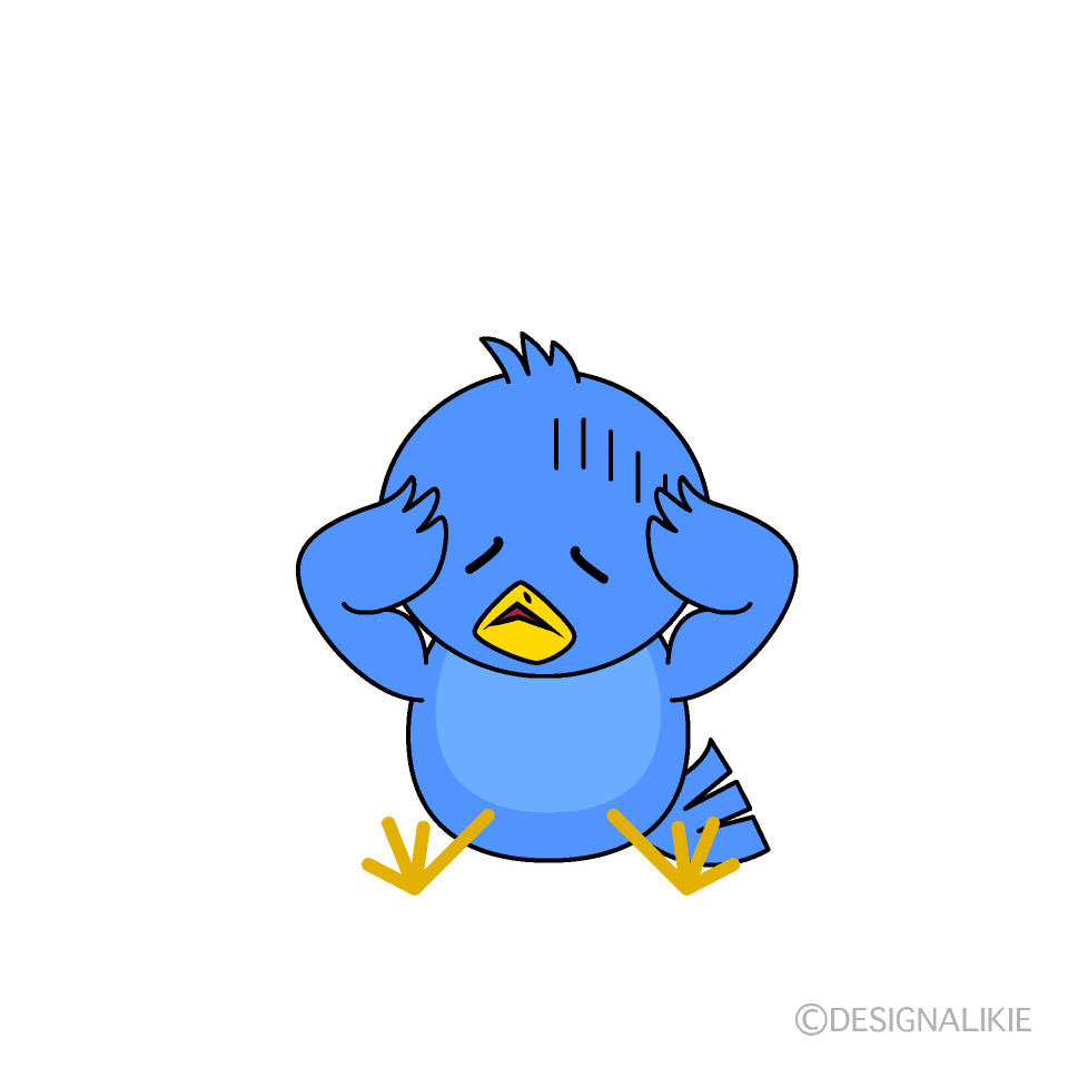 かわいい落ち込む青い鳥イラスト