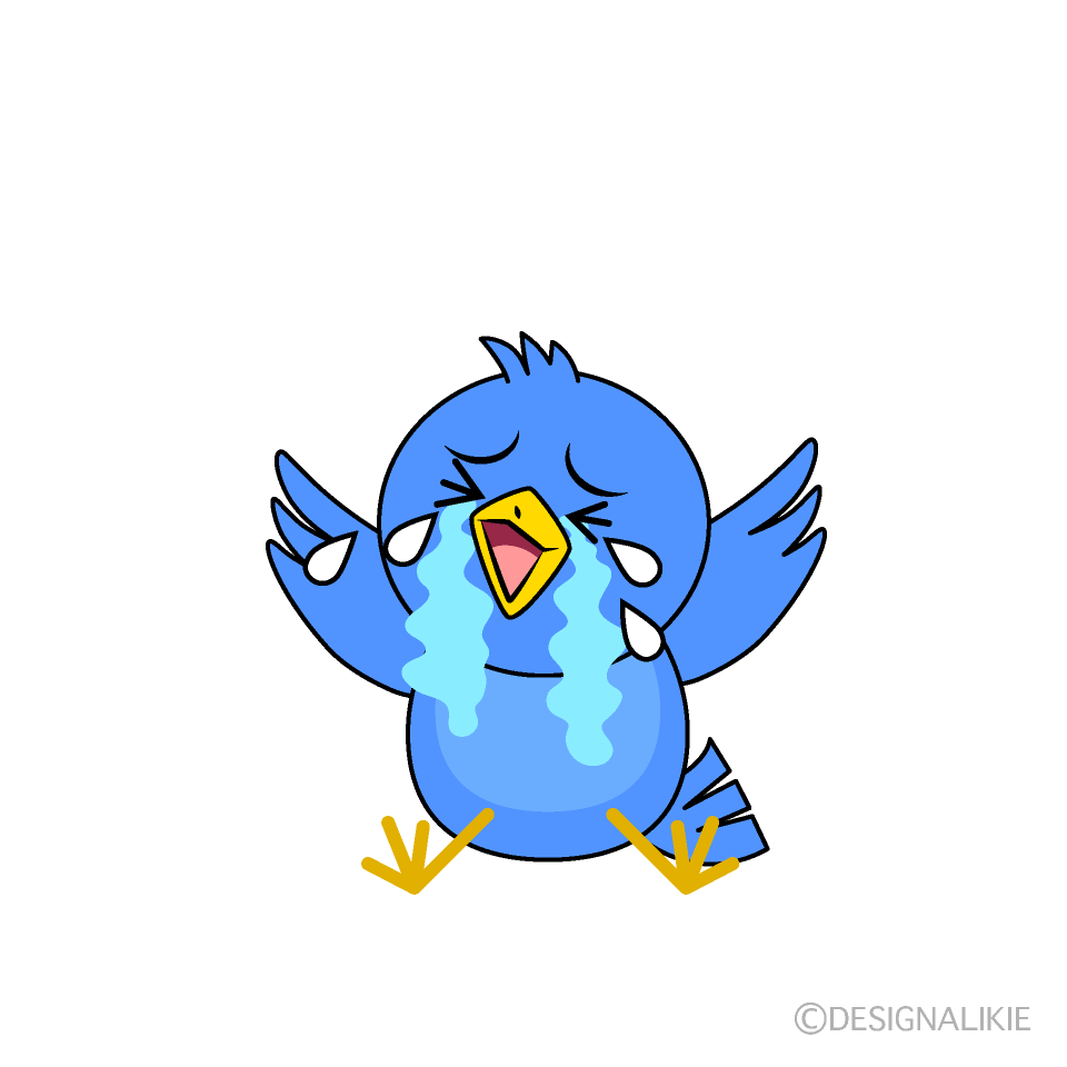 かわいい泣く青い鳥イラスト