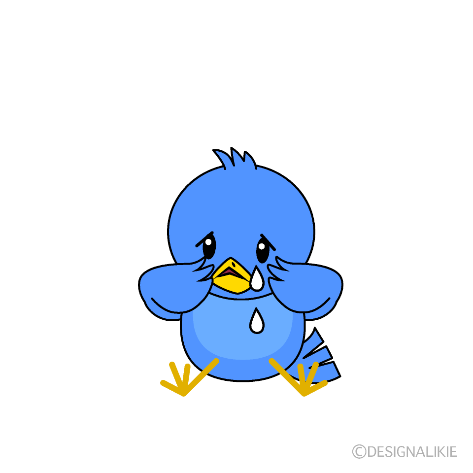かわいい悲しい青い鳥イラスト