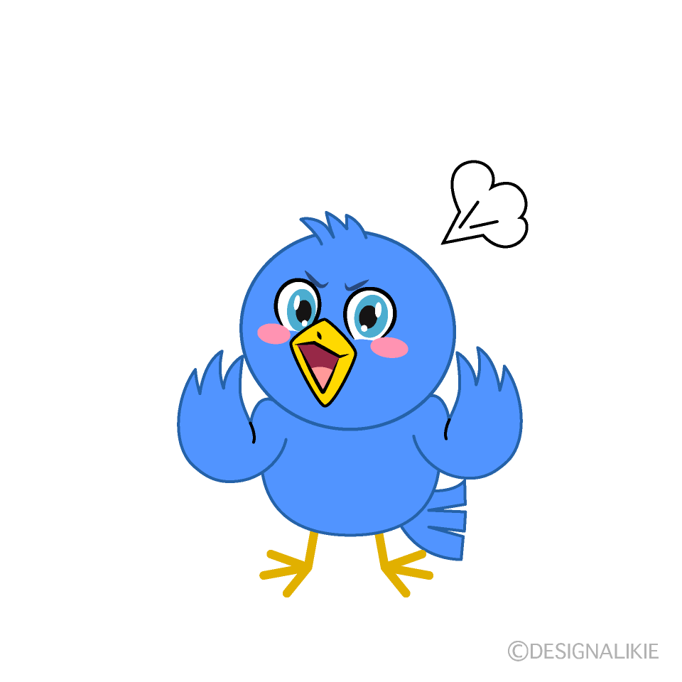 かわいい怒る青い鳥イラスト