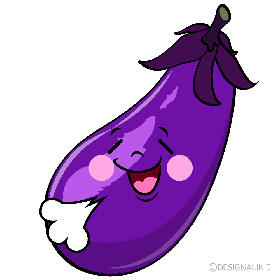 かわいいリラックスするナスイラスト