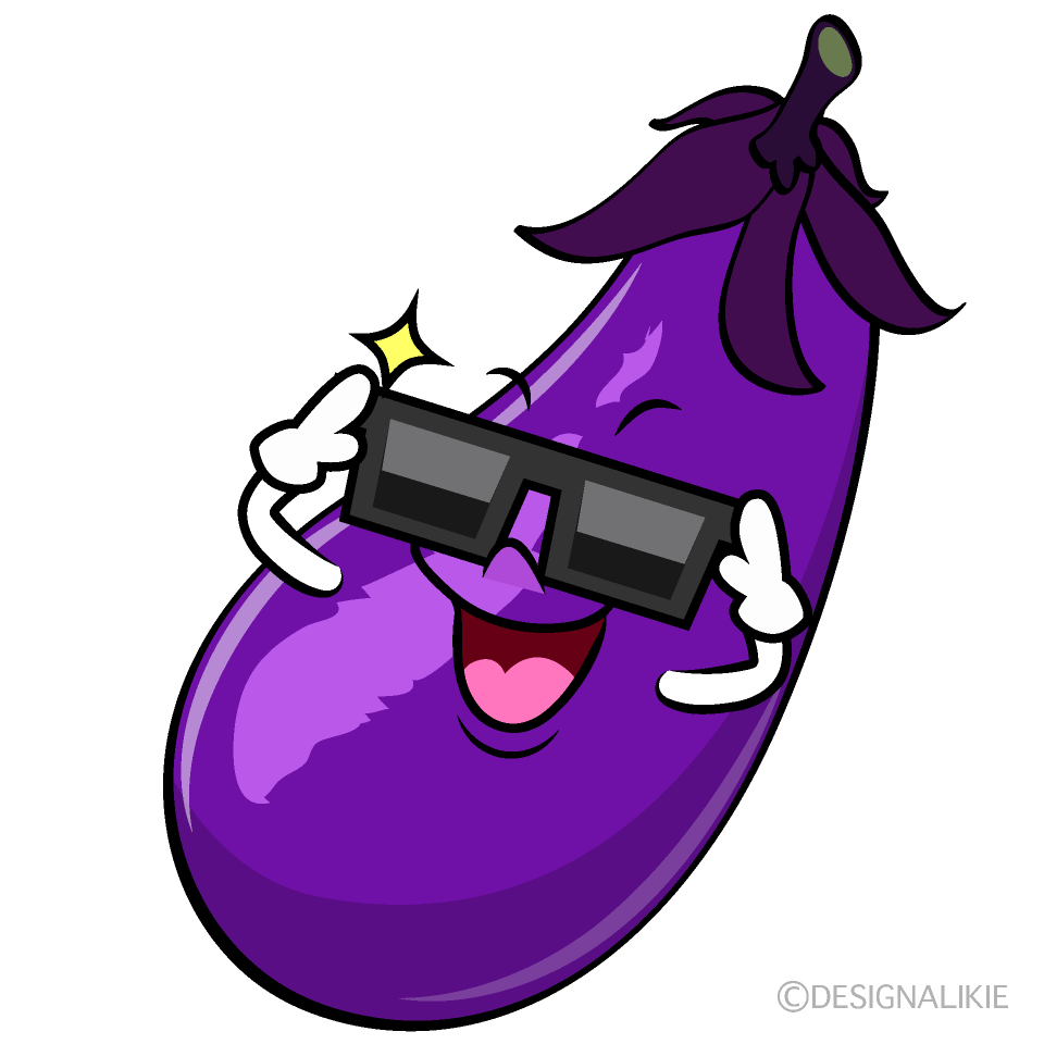 かわいいサングラスのナスイラスト