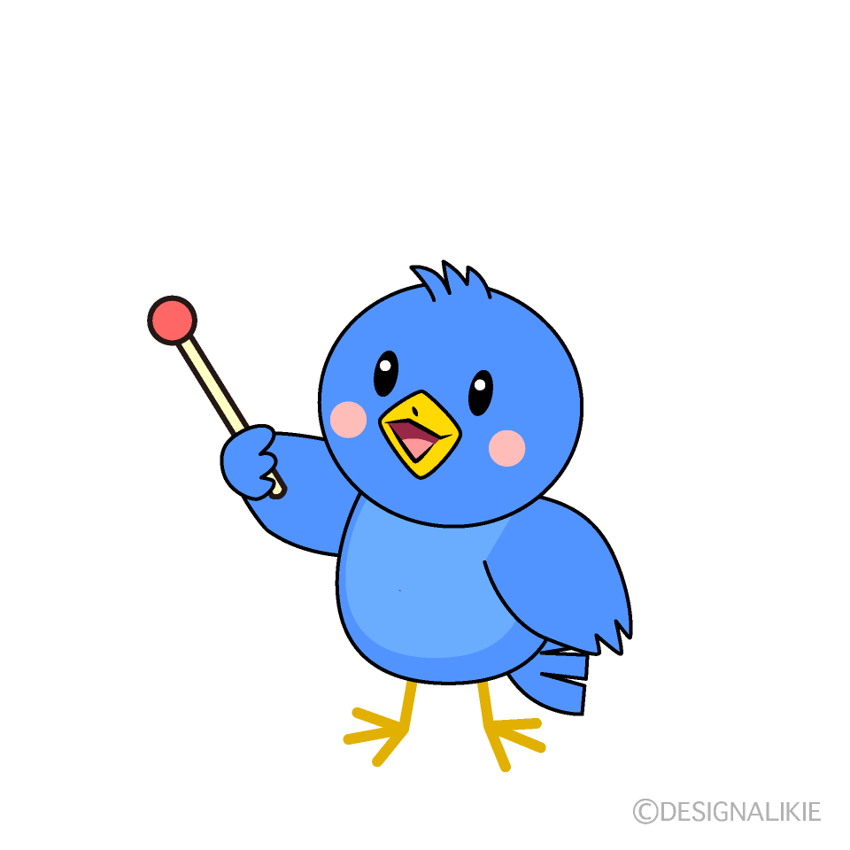かわいい説明する青い鳥イラスト