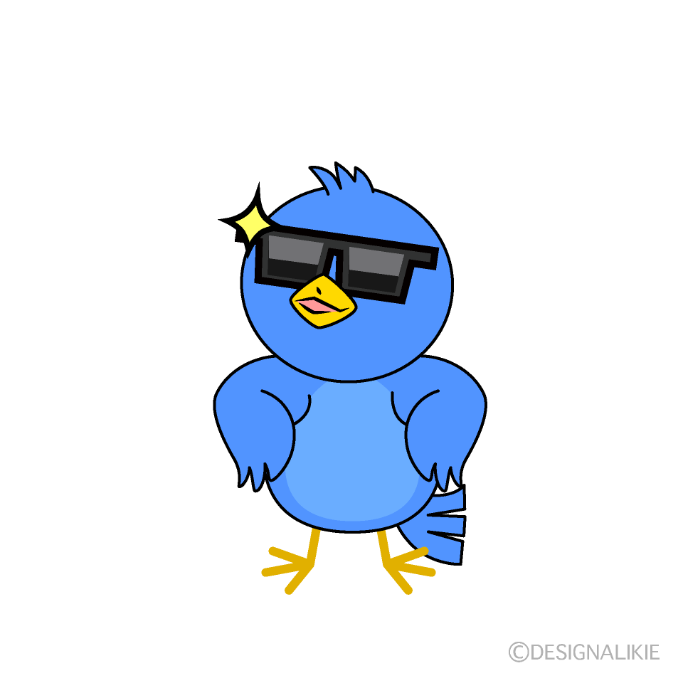かわいいかっこいい青い鳥イラスト