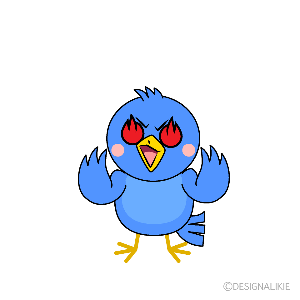 かわいい燃える青い鳥イラスト