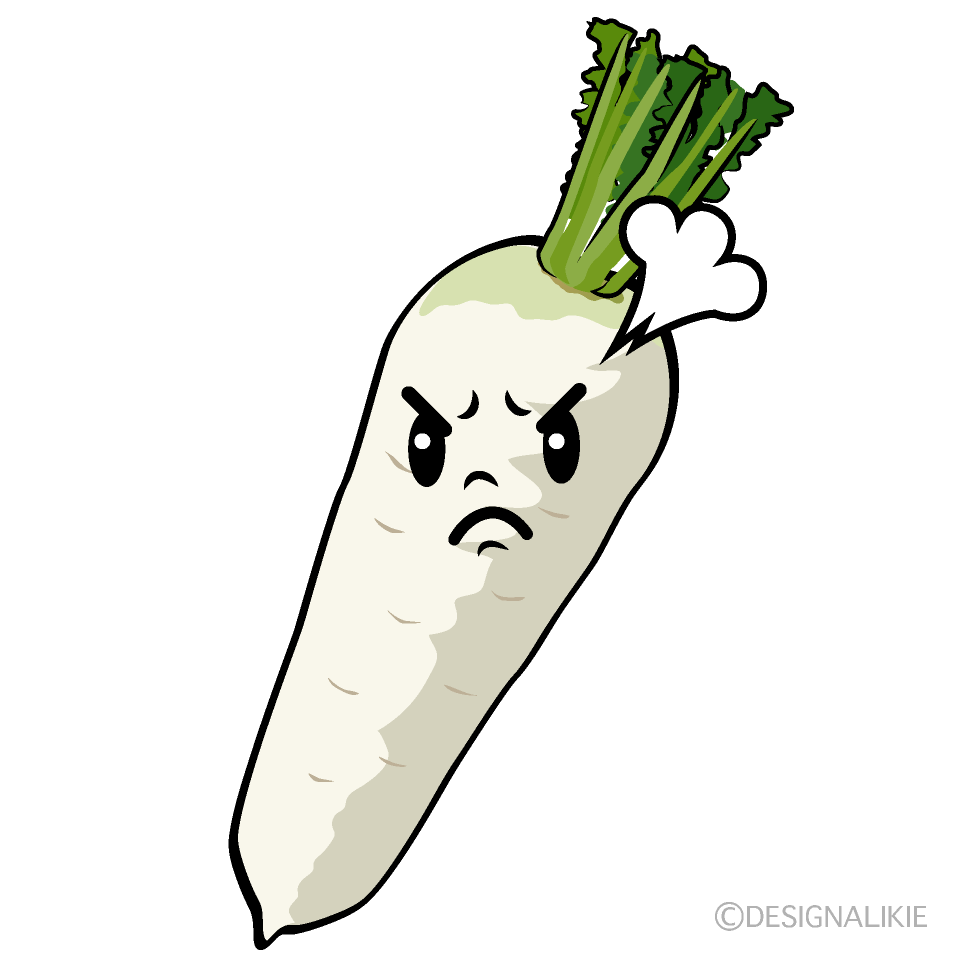 Cute Angry Daikon Clipart