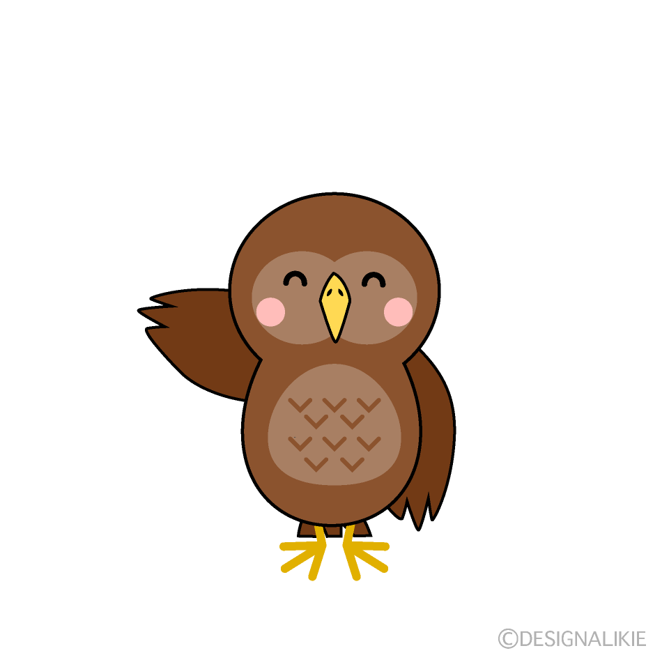 かわいい笑顔のフクロウイラスト