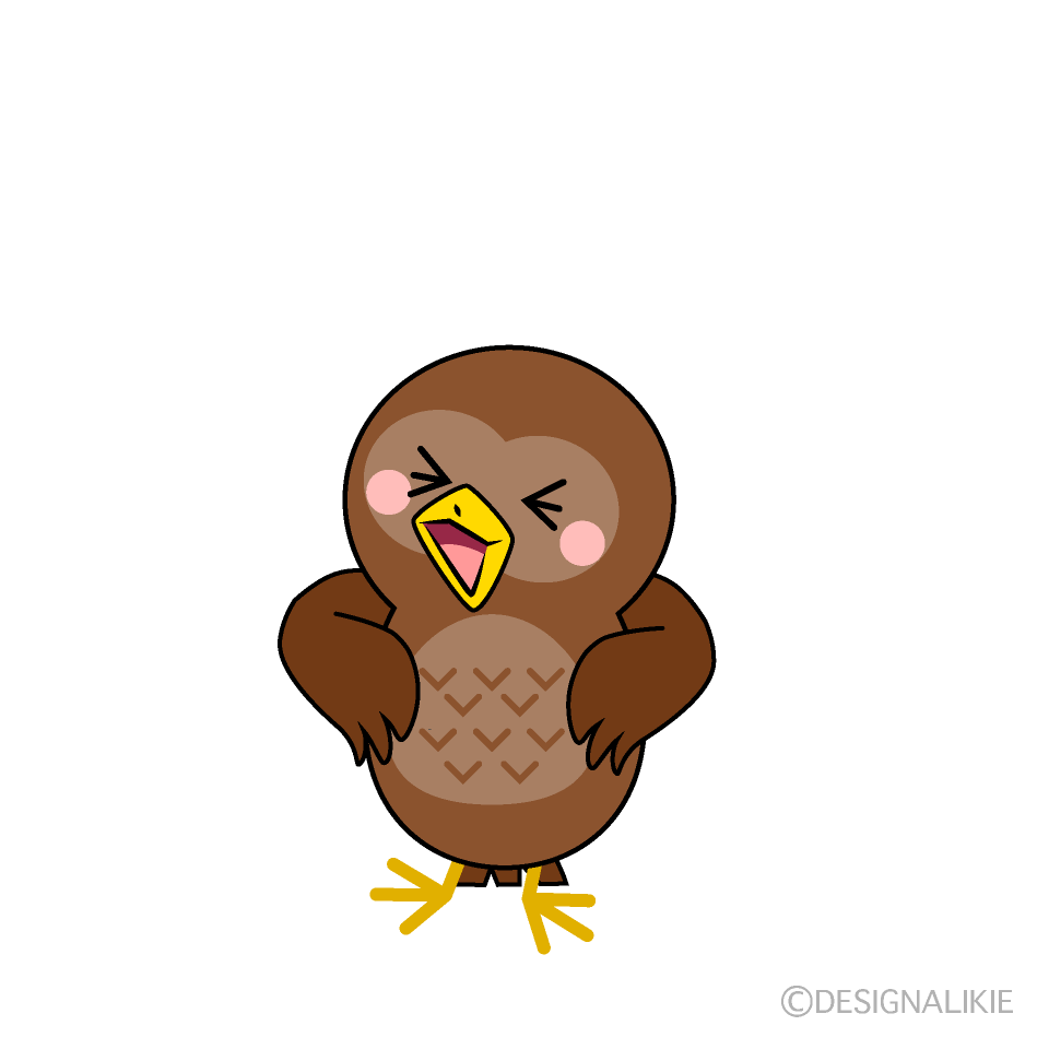 かわいい笑うフクロウイラスト