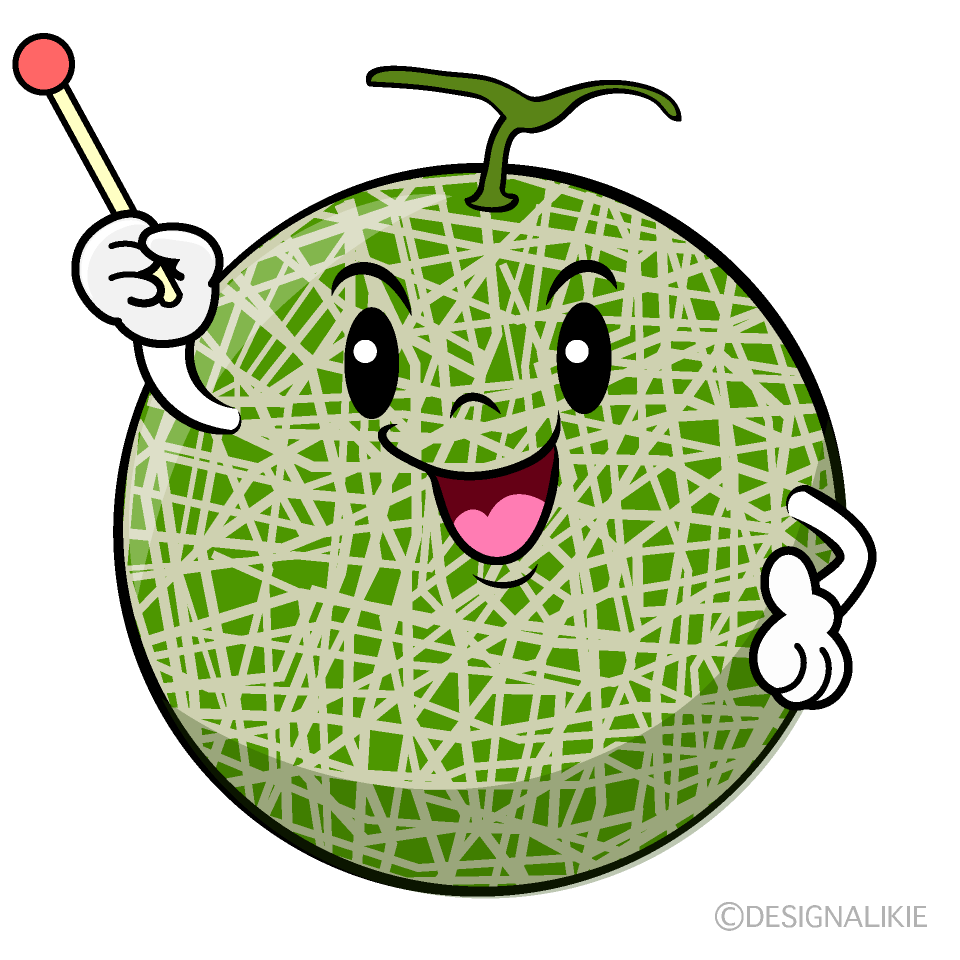 かわいい説明するメロンイラスト