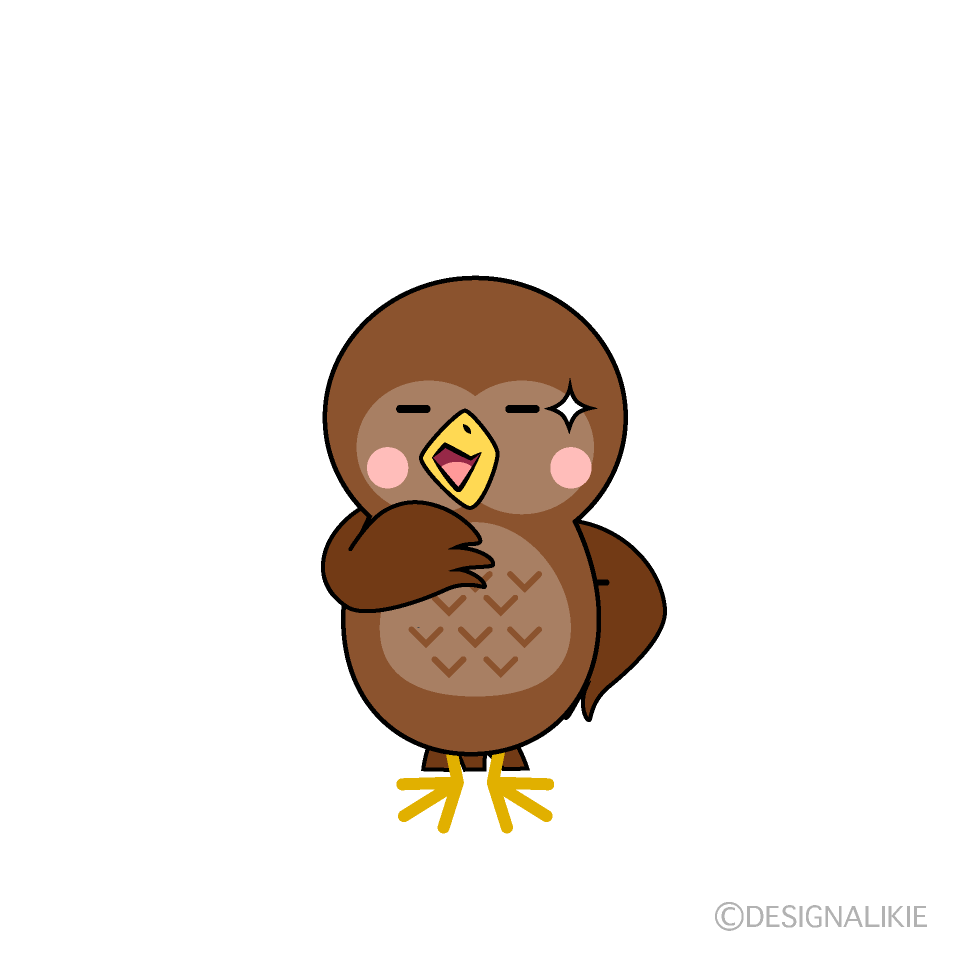 かわいいニヤリとするフクロウイラスト