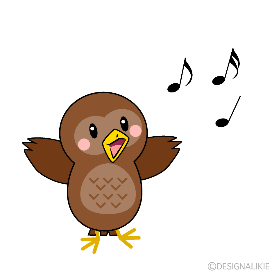 かわいい歌うフクロウイラスト