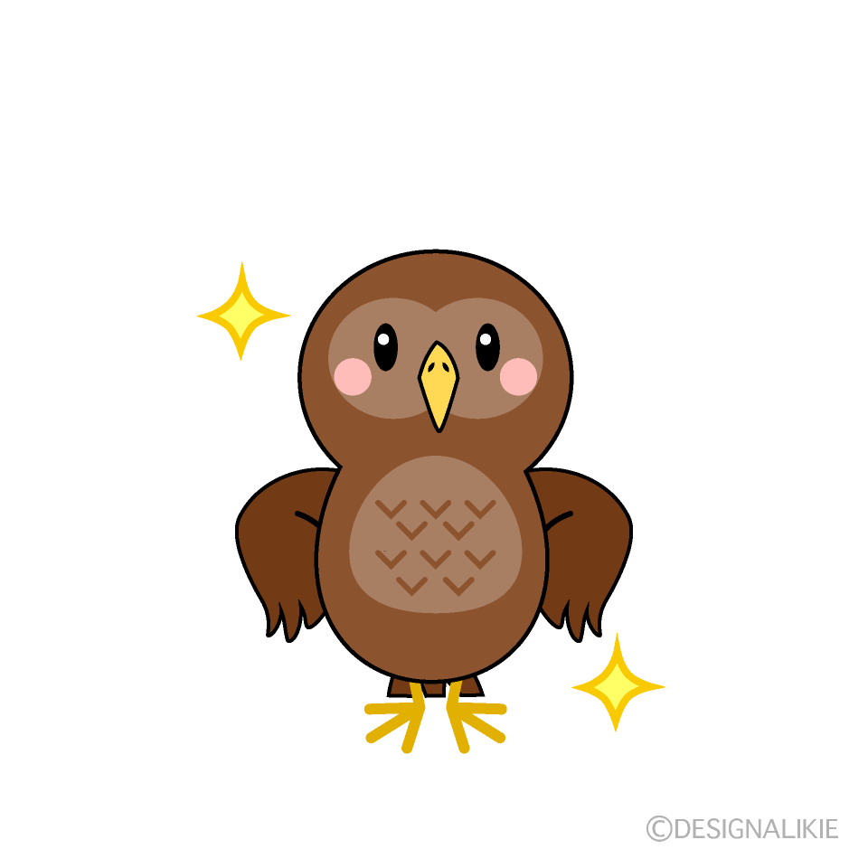 かわいい自信満々なフクロウイラスト