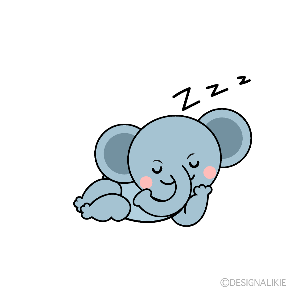 かわいい寝るゾウイラスト