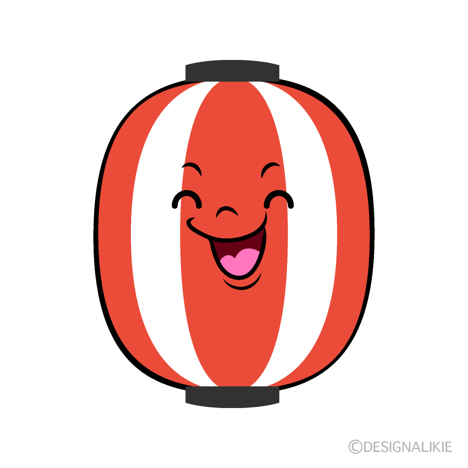 かわいい笑顔の赤提灯イラスト