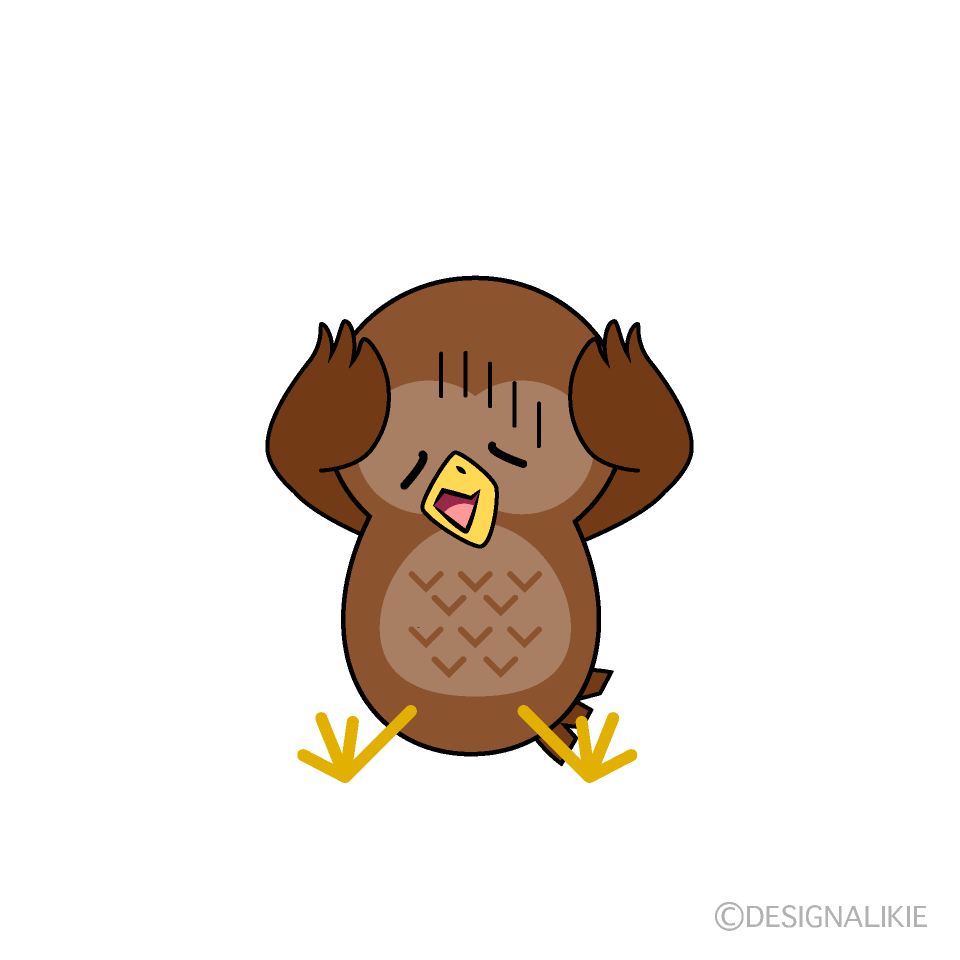 かわいい落ち込むフクロウイラスト