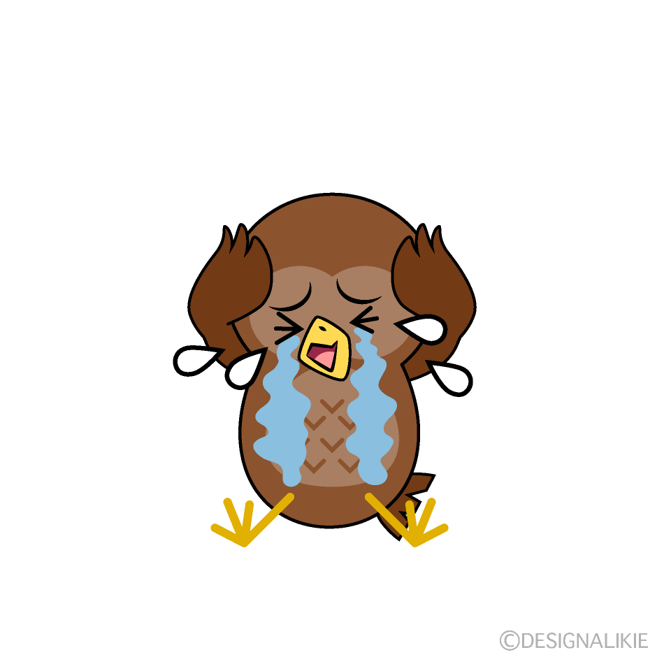 かわいい泣くフクロウイラスト