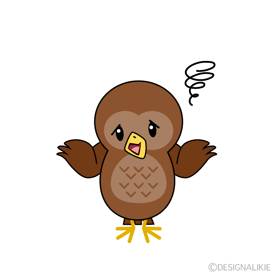 かわいい困るフクロウイラスト