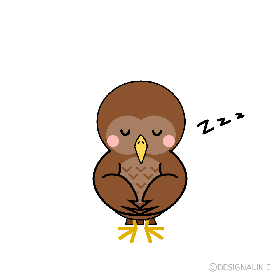 かわいい寝るフクロウイラスト