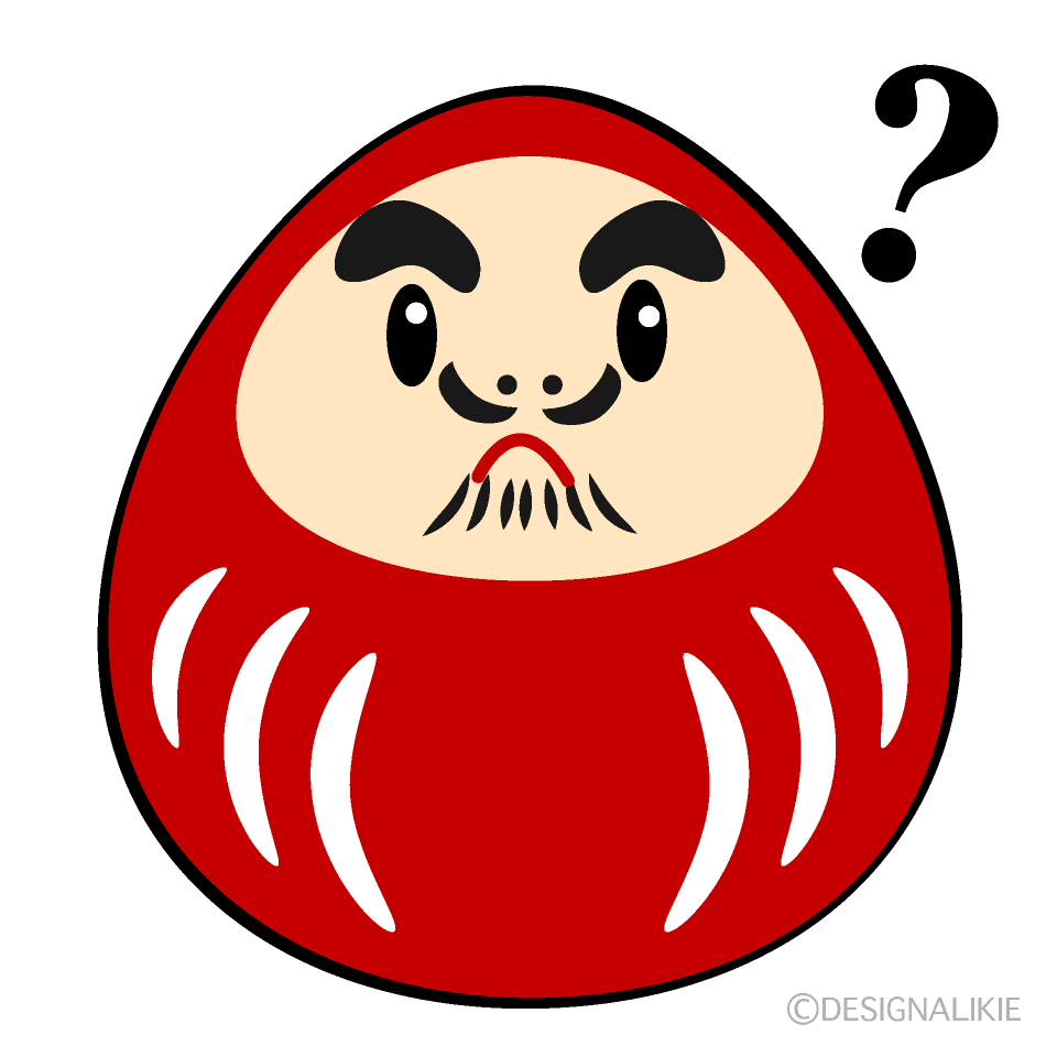 かわいい考えるダルマイラスト