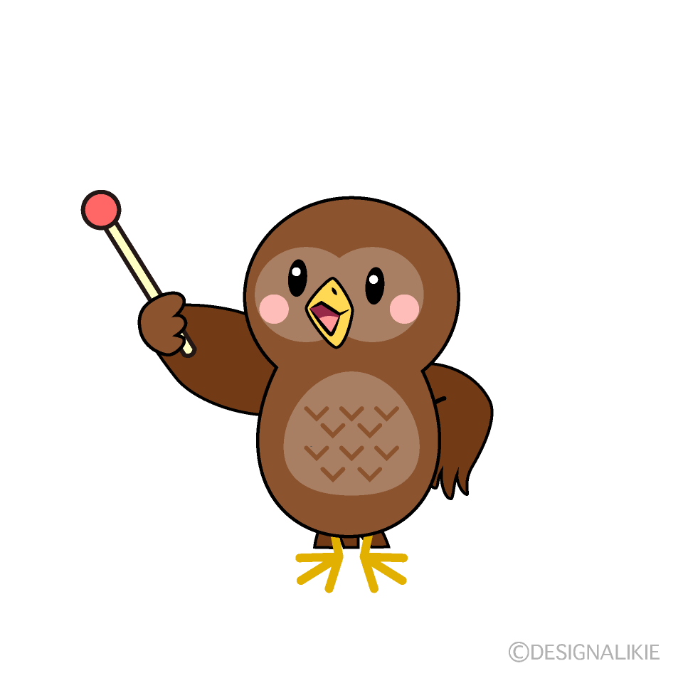 かわいい説明するフクロウイラスト