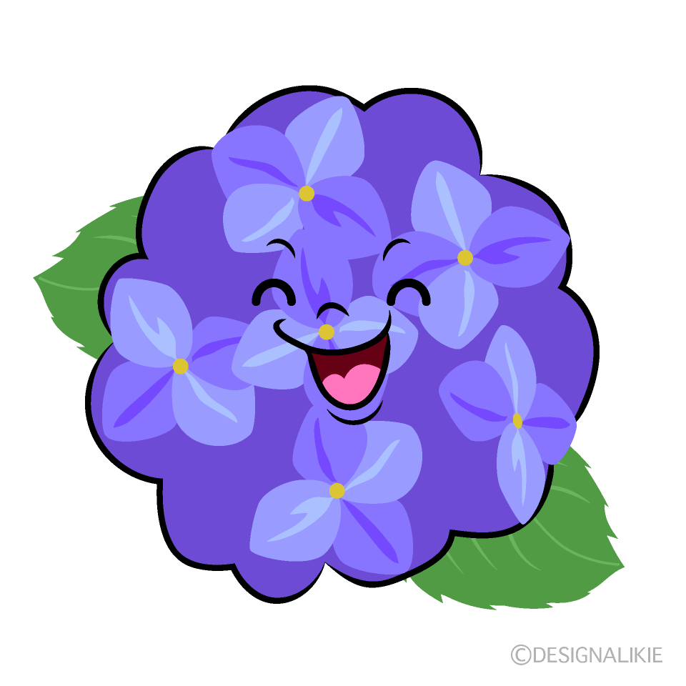 かわいい笑顔のアジサイイラスト