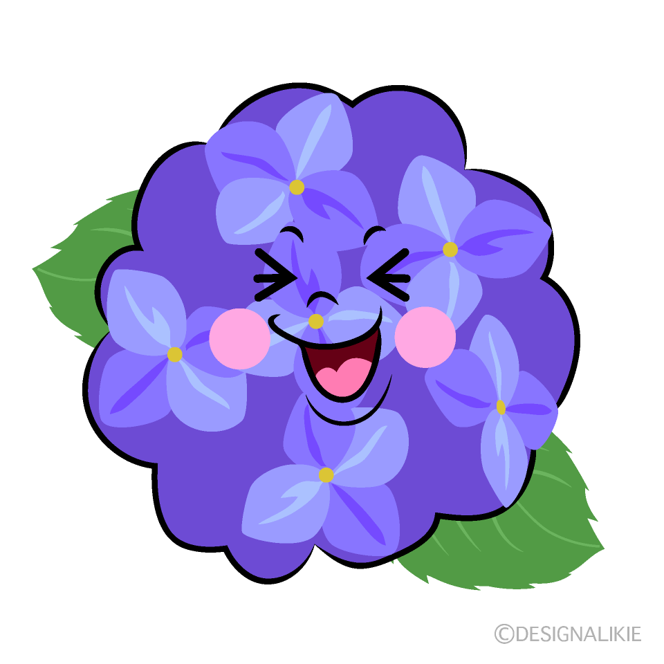 かわいい笑うアジサイイラスト
