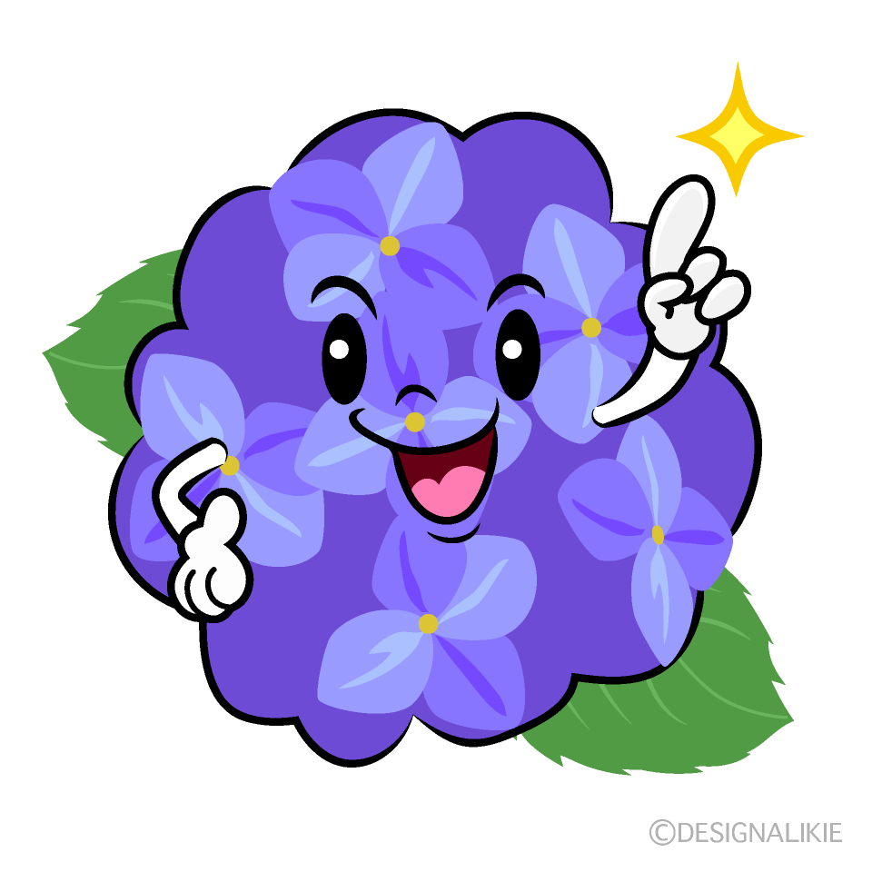 かわいい指差しアジサイイラスト