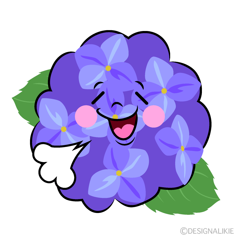 かわいいリラックスするアジサイイラスト