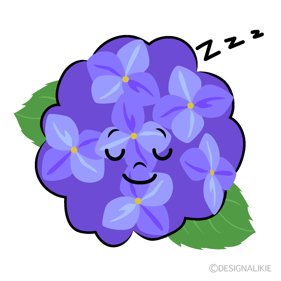 かわいい寝るアジサイイラスト