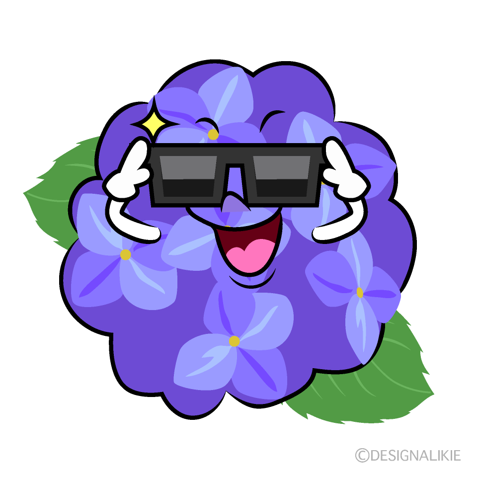 かわいいサングラスのアジサイイラスト