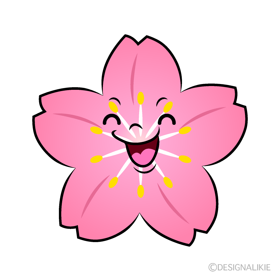 かわいい笑顔の桜イラスト
