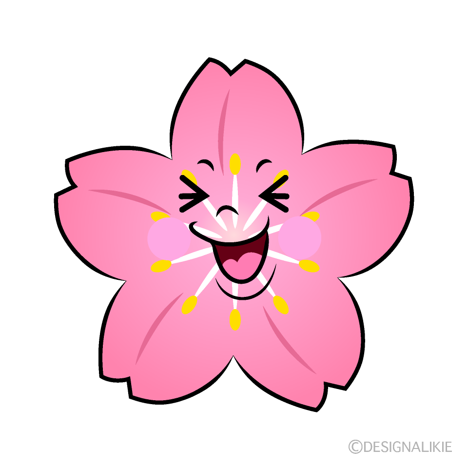 かわいい笑う桜イラスト