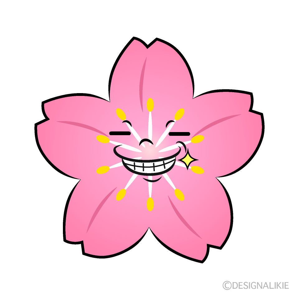 かわいいニヤリと笑う桜イラスト