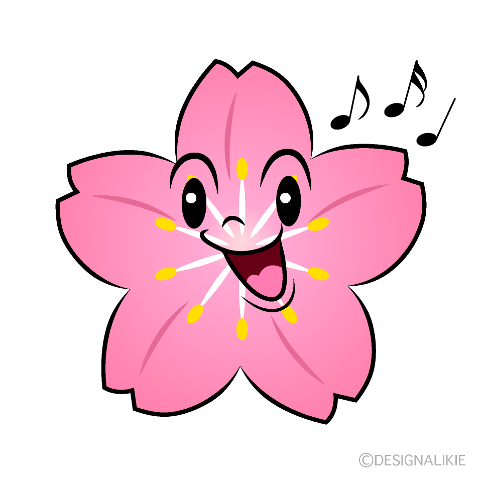 かわいい歌う桜イラスト
