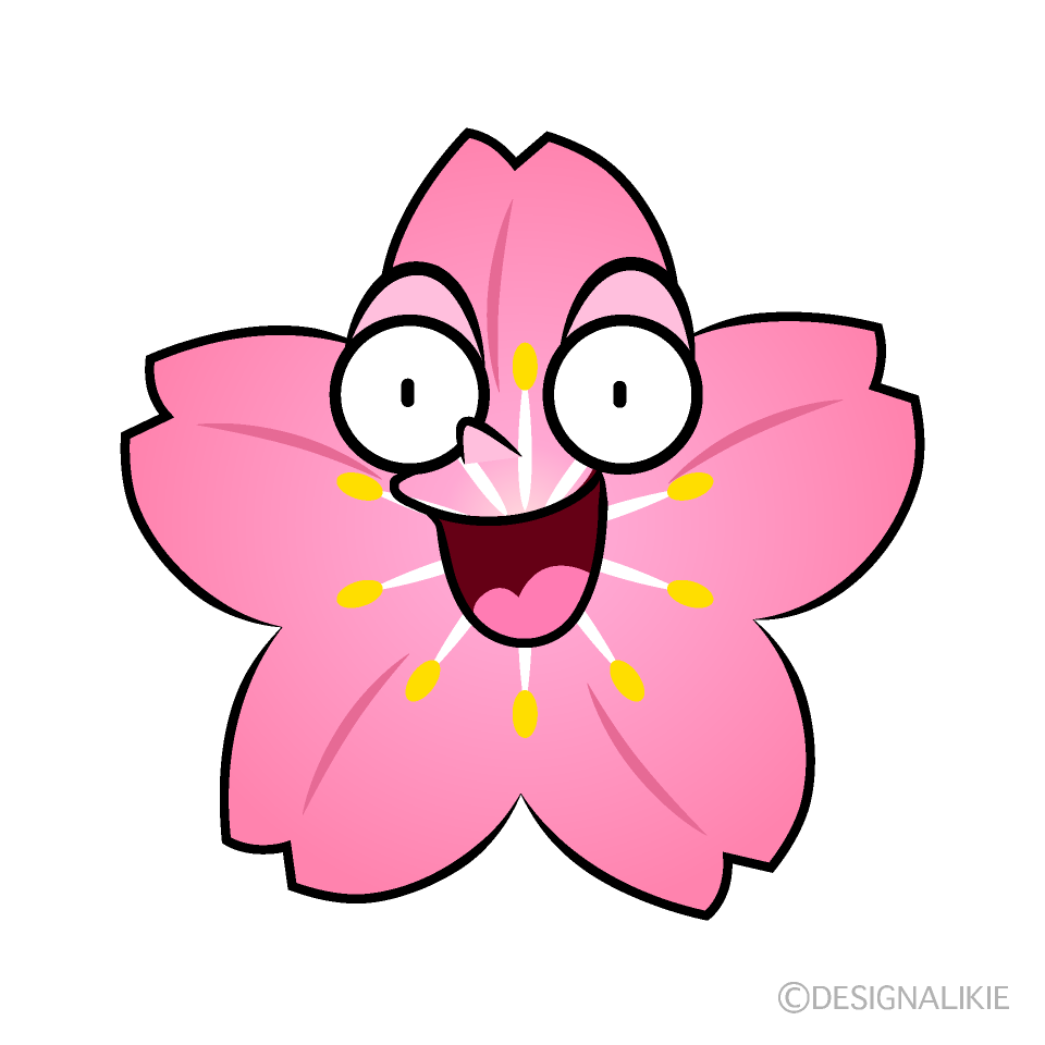 かわいい驚く桜イラスト